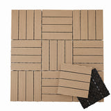 Garvee High-quality Teak Interlinked Deck Tiles 12" x 12" - 10 Pack Wood-Plastic Composite Patio Flooring, Quick-Lock Outdoor Tiles for Balcony, Porch, Poolside, Garden, Walkways, Weather-Resistant - Teak