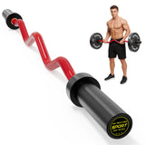 Garvee 700LB Capacity International Games EZ Wave Bar 47 Inch, 20LB – Solidified Steel Barbell with 2-Inch Sleeves – Diamond Knurled Grip – Ergonomic Cambered for Bicep, Tricep & Arm Strength – Home Gym Powerlifting, Red-Black