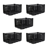Garvee 52L Heavy-Duty Collapsible Storage Crate, Stackable Folding Plastic Organizer Bin - Reinforced Handles - Fold-Flat Space-Saving Basket for Office/School/Home/Car Trunk/Camping, Holds Up to 130 lb, Black, 5 Pack - Black