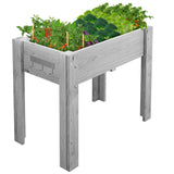 Garvee Sturdy Grey Fir Wood Raised Garden Bed with Legs – Large Elevated Planter Box with Hooks & Liner – Vegetable, Herb & Flower Container with Drainage – Outdoor Gardening for Patio, Balcony – 86.36×45.72×76.2cm - Grey