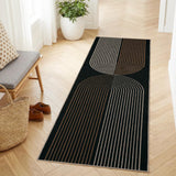 Garvee Easy Jute Entryway Rug 2x6 Washable Runner Non Slip Backing Arch Striped Soft Non Shedding Carpet Black/Brown for Kitchen Bedroom
