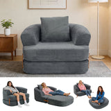 Garvee Folding Sofa Bed with Backrest & Handle, 3-in-1 Convertible Bean Bag Chair to Floor Sofa Lounger, Boneless Fold Out Couch Bed with Handle Comfy Fold Out Couch for Bedroom and Living Room, Gray