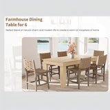 Garvee Large Farmhouse Dining Table for 4-8 – 71" Rectangular Wooden Kitchen Table, Mark-Resistant Sturdy MDF Frame, Stable V-Shape Legs, Easy Assembly – 1600 Light Oak Color (Log Color)