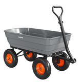 Garvee Heavy Duty Poly Garden Dump Cart - 1200 lbs Capacity Yard Utility Wagon - 13" All-Terrain Wheels - Quick Release & Convertible Handle - Ideal for Lawn, Landscaping, Outdoor Gardening - Gray Bucket + Orange Rims - 1200 lb load capacity | Gray bucket - 1200Lbs-Grey+Orange