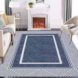 Garvee Modern Washable Area Rug – Low Pile Non-Slip Geometric Carpet with Bordered Design for Living Room, Bedroom, Nursery, Office – Durable Home Decor – Blue, 8x10ft (244x305cm), United States