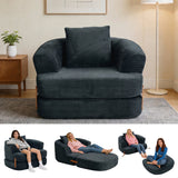 Garvee Folding Sofa Bed with Backrest & Handle, 3-in-1 Convertible Bean Bag Chair to Floor Sofa Lounger, Boneless Fold Out Couch Bed with Handle Comfy Fold Out Couch for Bedroom and Living Room, Black
