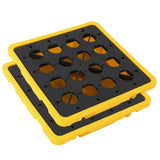 Garvee 2-Pack Single-Drum Spill Containment Pallet with Drain Plug, 27 x 27 x 8 in Heavy-Duty Polypropylene Leakproof Secondary Containment Tray - 5,000 lb Capacity - 2-Way Forkliftable - Detachable Easy-Clean Deck - Yellow-Black