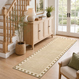 Garvee 2' × 6' Minimalist Border Runner Rug, Machine Washable Non-Slip Low-Pile Rug for Hallway, Kitchen & Entryway, Apricot