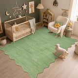 Garvee 5' × 7' Solid Border Area Rug, Machine Washable Non-Slip Low-Pile Stain-Resistant Soft Rug for Living Room, Bedroom & Dining Room, Green