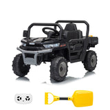 Garvee 12V Kids Ride on Dump Truck with Parent Remote Control, Single Seater Electric Farm Truck for Kids, Powered Dump Bed, Double Opening Doors, Suspension, LED Lights, MP3 & Horn,Black