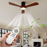 Garvee 52-Inch Flush Mount Ceiling Fan with Lights & Remote - Low Profile, Quiet Reversible DC Motor, 6 Speeds, Dimmable 24W LED 3CCT, Solid Wood Blades, ETL Listed - Size: 52 inches