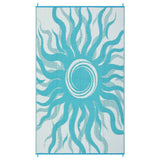 Garvee Boho Sun Design Outdoor Reversible Rug – Waterproof Plastic Straw Patio Mat, UV Resistant, Easy Clean, 9x12ft for Camping, Deck, Balcony, Picnic, Backyard – Light Blue/White, USA - Black Coffee