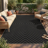 Garvee Washable Jute-Look Striped Area Rug - Low Pile, Non-Slip, mark-Resistant, Non-Shedding Indoor/Outdoor Carpet for Living Room/Bedroom/Dining/Porch - Black Coffee, 9x12 ft (274x366 cm), USA - Striped - Black