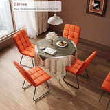 Garvee Set of 2 Modern Dining Chairs, Waterproof PU Leather Upholstered Side Chairs - 28D High-Resilience Foam Cushion - for Kitchen & Dining Room, Living Room, Bedroom, Apartment - Brown