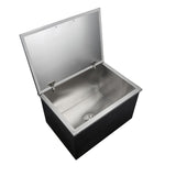 Garvee Drop-in Ice Chest, 20x16x13in Large Capacity Stainless Ice Bin with Lid & Drain-Pipe Set, Commercial Grade Insulated Ice Bucket for Cold Wine Beer, Non-Electric 24H Cold Retention