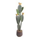 Garvee Realistic Artificial Cactus Potted Plant – 42" Tall Faux Prickly Pear Saguaro in Black Pot – Lifelike Greenery for Home, Office, Indoor Outdoor Garden, Balcony, Entryway – Color: 24P0942