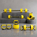 Garvee 4-in-1 Adjustable Weight Set - Convertible Dumbbells/Barbell/Kettlebell/Push-Up Stands - Quick-Adjust Free Weights for Men & Women Home Gym - 66 lbs - Yellow