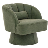 Garvee Modern Swivel Barrel Accent Chair – 360° Round Lounge Armchair with Soft Striped Backrest, Comfy Upholstered Seat – For Living Room, Bedroom, Small Spaces – PU | Green