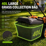 Garvee Wireless Electric Lawn Mower 17-Inch, 40V, 6 Cutting Heights, 2-in-1 Mulching & Bagging, 40L Grass Bag, Lightweight Walk-Behind Push Mower for Small/Medium Yards, Black + Orange 108 - Black + Lake Blue 3262C