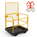 Garvee 43"x45"x77" Heavy Duty Forklift Safety Cage Work Platform – 1800lbs Capacity,  Steel OSHA Compliant Man Basket for Maintenance, Black Bottom Frame & Yellow Round Tube Fence - Black & Yellow