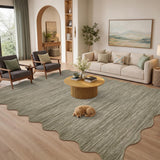 Garvee 10' × 13' Solid Border Area Rug, Machine Washable Non-Slip Low-Pile Stain-Resistant Soft Rug for Living Room, Bedroom & Dining Room, Taupe