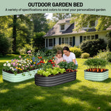 Garvee Superior Dark Gray Oval Raised Garden Bed – Galvanized Rust-Resistant Metal Planter Box, Safety Rounded Corners, Open-Bottom, Rubber Edge Trim, Easy Assembly, 2-Pack, Color: Dark gray, Size: 2-pack - Grey