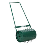 Garvee 2-in-1 Heavy Duty Lawn Roller & Spike Aerator, 23-Inch Steel Drum, 13 Gallon Water/Sand Capacity, Push/Tow Behind, Grass Leveler and Aerator for Garden, Yard, Farm – Green Steel Barrel with Spikes - Green With Spiked