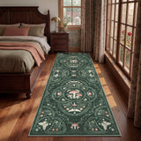 Garvee 2' × 6' Dark Green Mushroom Runner Rug, Vintage Forest Botanical Washable Non-Slip Low-Pile Rug for Hallway, Entryway, Kitchen & Bedroom