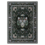 Garvee 9' x 12' Black Tiger Floral Area Rug, Washable Non-Slip Low-Pile Carpet for Living Room, Bedroom and Dining Room
