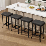 Garvee Modern Compact Bar Stools Set of 4, 24 Inch Counter Height Chairs, High-quality Faux Leather, Distinctive Irregular Metal Legs, Easy Assembly for Kitchen, Dining Room, Cafe, Black, 4PC Pack