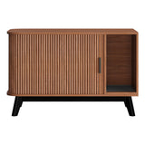 Garvee Modern 39" Cat Litter Box Enclosure Furniture with Sliding Door, Cat Litter Mat, Hidden Cat House Side End Table for Living Room - Walnut Color - Walnut