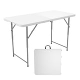 Garvee 4ft HDPE Folding Table for Indoor & Outdoor – Collapsible Picnic & Camping Table, Carry Handle, 3 Adjustable Heights, Sturdy Metal Frame Supports 400 lbs – White Tabletop + Gray Spray Plastic - Black Tabletop + Black Spray Plastic