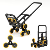 Garvee Heavy-Duty Stair Climbing Hand Truck Dolly, 330 lb Capacity, Folding Collapsible Cart, Telescoping Handle, for Warehouse & Delivery - Collapsible Stair Climbing Cart, Yellow Wheels
