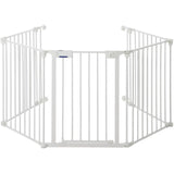 Garvee Adjustable Metal Pet Safety Gate, 5-Panel 29" High Collapsible Playpen with Lockable Door, Portable Indoor/Outdoor Barrier for Stairs, Doorways, RV, Camping, Yard, Garden, White