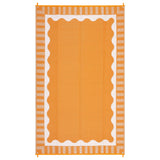 Garvee Reversible Waterproof Outdoor Rug - Scalloped Edge - UV & Blemish Resistant, Collapsible, Easy Clean Plastic Straw Mat for RV, Deck, Camping, Balcony - Orange-White, 9x18ft, USA - Gray-White