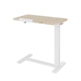 Garvee Small Rolling Overbed Table Adjustable Height with Wheels, Mobile Laptop Desk with Tilting Desktop, Portable Computer Workstation for Home Office, Bedside, Wood Grain