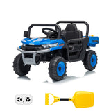 Garvee 12V Kids Ride on Dump Truck with Parent Remote Control, Single Seater Electric Farm Truck for Kids, Powered Dump Bed, Double Opening Doors, Suspension, LED Lights, MP3 & Horn,Blue