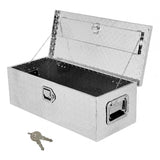 Garvee 30"x13"x9.6" Heavy-Duty Lockable Aluminum Diamond Plate Truck Bed Tool Box - Weatherproof Storage Chest, Side Handles, Keyed Lock for Pickup/Trailer/RV, Silver