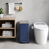 Garvee Soft-Close 4 Gallon Stainless Steel Step Trash Can - Slim Compact Kitchen Garbage Bin, Removable Inner Bucket, Pedal Wastebasket for Bathroom/Office/Living Room - Color: Navy Blue