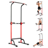 Garvee Heavy-Duty Power Tower Workout Station with Pull-Up Bar & Dip Station, 10 Adjustable Heights, 330 lbs Capacity Multi-Function Fitness Equipment for Home Gym Cross-Training - Red