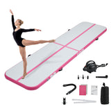 Garvee 4" Thick Inflatable Air Gymnastics Mat, Air Tumble Track Tumbling Pad for Training & Home Use - Includes Electric Air Pump - Pink - Teal