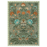 Garvee Sage Green Washable Area Rug - Boho Floral Botanical Non-Slip Low Pile Soft Carpet for Living Room, Bedroom, Nursery, Office, Dining Room - Collapsible, Non-Shedding, 5x7ft (152x213cm), USA - Flower-Green