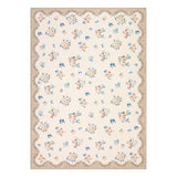 Garvee Vintage Floral Area Rug - Washable Soft Low Pile Non-Slip Carpet with Scalloped Lace Edge - Romantic Cottage Chic Decor for Living Room, Bedroom, Nursery - Beige, 8x10ft (244x305cm) - Beige