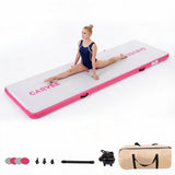 Garvee 13ft Inflatable Gymnastics Air Track Mat with Electric Air Pump, 4-Inch Thick Tumbling Mat for Home Cheerleading, Taekwondo, Waterproof Floating Water Mat Lounge for Pool, Lake - Pink