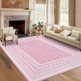 Garvee 9' × 12' Star Weave Area Rug, Soft Washable Low-Pile Polyester Carpet for Living Room, Bedroom and Dining Room, Pink