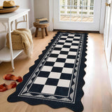 Garvee 2' × 6' Vintage Checkered Farmhouse Runner Rug, Machine Washable Non-Slip Low-Pile Soft Rug for Hallway, Kitchen & Entryway, Black/White
