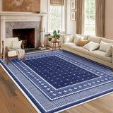 Garvee 9' × 12' Star Weave Area Rug, Soft Washable Low-Pile Polyester Carpet for Living Room, Bedroom and Dining Room, Blue