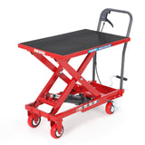Garvee Manual Hydraulic Scissor Lift Table Cart – 1100 lbs Capacity – 35.4 in Max Height – Heavy Duty Platform with 4 Swivel Locking Wheels, Anti-Slip Pad, 32x20 in Table – Red – Industrial Material Handling (Capacity 1100 lbs | Lifting Height 35.4 in | - Red
