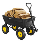 Garvee Heavy Duty Poly Garden Dump Cart - 1200 lb Capacity Utility Wagon - 13" All-Terrain Wheels - Quick Release System & 180° Adjustable Convertible Handle - For Yard, Lawn, Landscaping, Gardening - Black Bucket + Yellow Rims - 1200 lb load capacity | - 1200Lbs-Black+Yellow