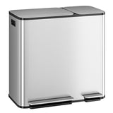 Garvee Dual Compartment Kitchen Trash Can 50L+20L – Stainless Steel – Soft Close Lid – Step Pedal – 2 Removable Buckets – Waste & Recycling Bin – Fingerprint Resistant – Brushed Silver Stainless Steel Color